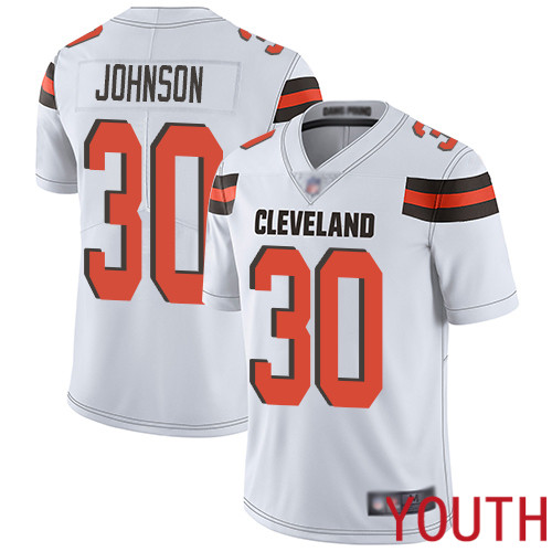 Cleveland Browns D Ernest Johnson Youth White Limited Jersey #30 NFL Football Road Vapor Untouchable